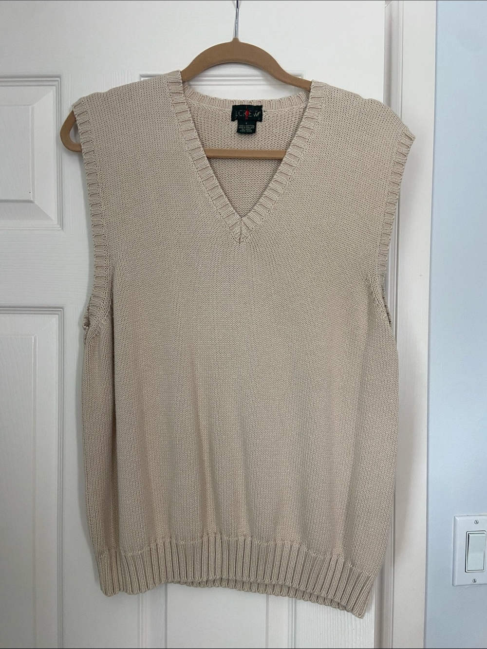 J. Crew Beige V-Neck Knit Vest